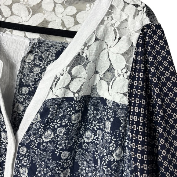 Calessa Plus Size 3X Art to Wear Abstract Mix Material Pieced Knit Tunic Top - Picture 5 of 8